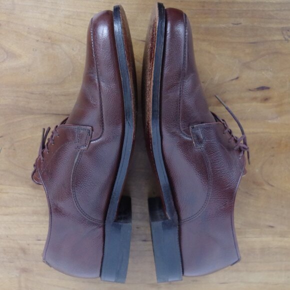Vintage USA Made Walk-Over Norwegian Derby Brown Leather Shoes Size 8.5 Wide